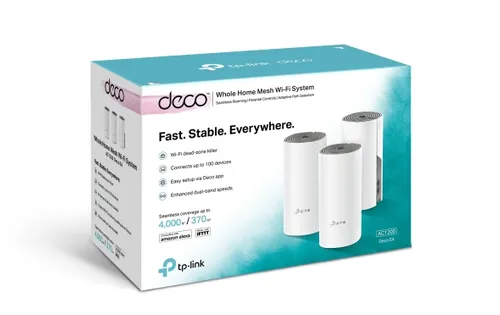 TP-Link Deco E4 3-Pack | Router WiFi | AC1200, Dual Band, Mesh, RJ45 100Mb/s Diody LEDLAN, WLAN