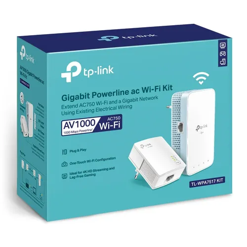 TP-Link TL-WPA7517 KIT | Power Line | AC750, Dual Band, AV1000, RJ45 100Mb/s Standardy sieci bezprzewodowejIEEE 802.11b