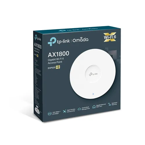 TP-Link EAP620 HD | Ponto de acesso | MU-MIMO, AX1800, Dual Band, 1x RJ45 1000Mb/s Standard sieci LANGigabit Ethernet 10/100/1000 Mb/s