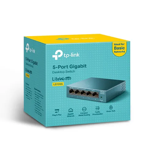 TP-Link LS105G | Ağ Anahtarı | 5x RJ45 1000Mb/s Standard sieci LANGigabit Ethernet 10/100/1000 Mb/s