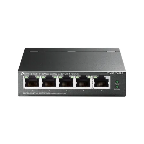 TP-Link TL-SF1005LP | Switch | 5x RJ45 100Mb/s, 4x PoE Ilość portów LAN5x [10/100M (RJ45)]
