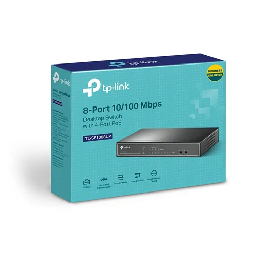 TP-Link TL-SF1008LP Anahtari, 8x RJ45 100Mb/s, 4x PoE Ilość portów PoE4x [802.3af/at (1G)]
