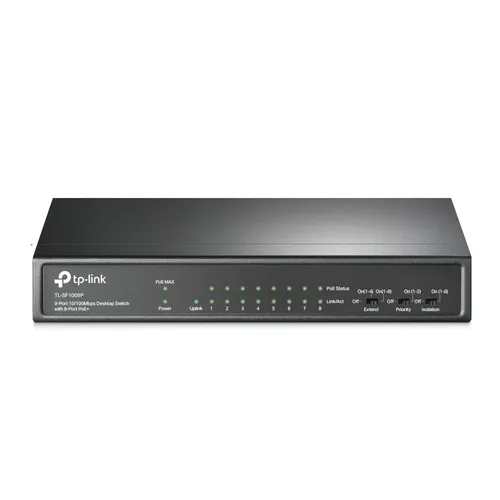TP-Link TL-SF1009P | Switch | 9x RJ45 100Mb/s, 8x PoE, 65W Ilość portów LAN9x [10/100M (RJ45)]
