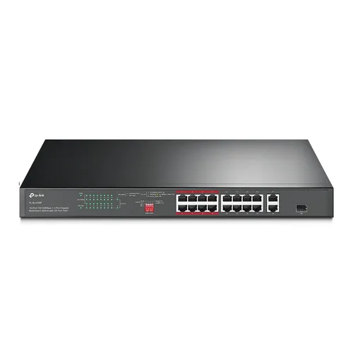 TP-Link TL-SL1218P Switch, 16x RJ45 100Mb/s PoE+, 2x RJ45 1000Mb/s, 1x SFP Combo, Rack, Yönetilmeyen Ilość portów LAN16x [10/100M (RJ45)]
