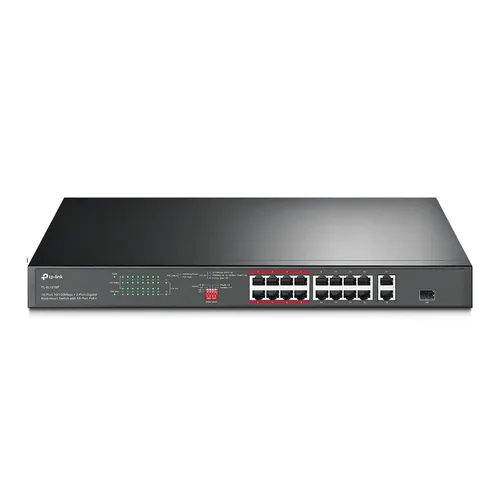 TP-Link TL-SL1218P | Switch | 16x RJ45 100Mb/s PoE+, 2x RJ45 1000Mb/s, 1x SFP Combo, Rack, no administrado Ilość portów LAN16x [10/100M (RJ45)]
