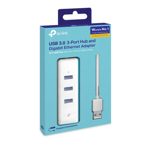 TP-Link UE330 | Adaptador de red | 1x RJ45 1000Mb/s, 3x USB 3.0 Głębokość opakowania103