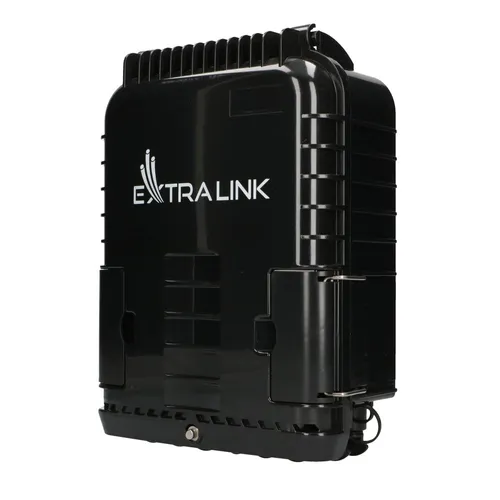 Extralink Jennifer | Caja de fibra óptica | 16 soldaduras, negro, con conector Materiał obudowyKopolimer akrylonitrylo-butadieno-styrenowy (ABS)