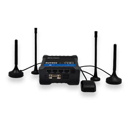 Teltonika RUT955 | Profesionální průmyslový router 4G LTE | Cat.4, WiFi, Dual Sim, GPS, 1x WAN, 3X LAN, GPS anténa, RUT955 Z033B0 Ilość portów LAN4x [10/100M (RJ45)]
