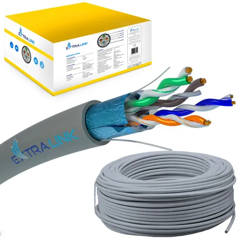 Extralink CAT5E FTP (F/UTP) Wewnętrzny | Kabel sieciowy skrętka | 305M Długość305m