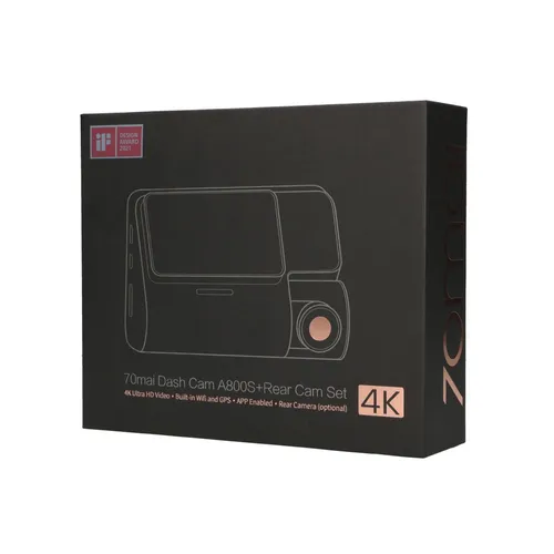 70mai Dash Cam A800S + A800S-1 | Câmera de traço | 4K, GPS, WiFi Kąt widzenia kamery wewnętrznej130