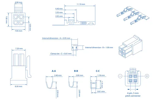 4-pólový Teltonika PR4MK04K, 4-pólový model PR4MK04K pro routery Teltonika Materiał pokrycia stykówBronze/Brass