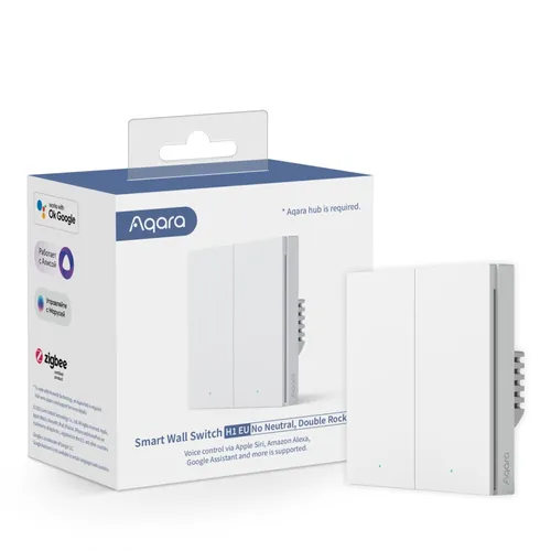 Aqara Wand-Doppelschalter H1 | Schaltmodul | ohne Neutral, Zigbee 3.0, EU, WS-EUK02 Częstotliwość wejściowa AC50/60
