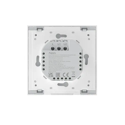 Aqara Wall Double Switch H1 | Przełącznik | bez Neutral, Zigbee 3.0, EU, WS-EUK02 Głębokość produktu86