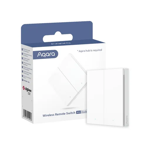 Aqara Wireless Remote Switch H1 | Wireless Wall Switch | Weiß, 2 Tasten, WRS-R02 Diody LEDStatus