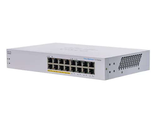 CISCO CBS110-16PP 16-PORT 10/100/1000 SWITCH WITH 8 POE PORTS, 64W, UNMANAGED Ilość portów LAN16x [10/100/1000M (RJ45)]
