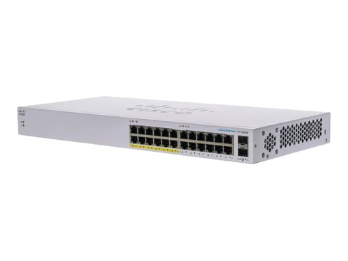 Cisco CBS110-24PP | Switch | 24x RJ45 1000Mb/s, 12x PoE, Desktop, Rack, Unmanaged, 100W Ilość portów LAN24x [10/100/1000M (RJ45)]
