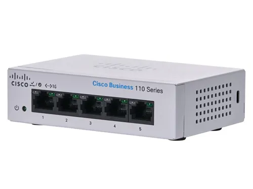 CISCO CBS110-5T-D 5-PORT 10/100/1000 SWITCH, UNMANAGED Ilość portów LAN5x [10/100/1000M (RJ45)]
