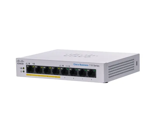 Cisco CBS110-8PP-D | Switch | 8x RJ45 1000Mb/s, 4x PoE, Desktop, unverwaltet, 32W Ilość portów LAN8x [10/100/1000M (RJ45)]
