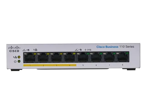 Cisco CBS110-8PP-D | Switch | 8x RJ45 1000Mb/s, 4x PoE, Desktop, unverwaltet, 32W Ilość portów PoE4x [802.3af/at (1G)]
