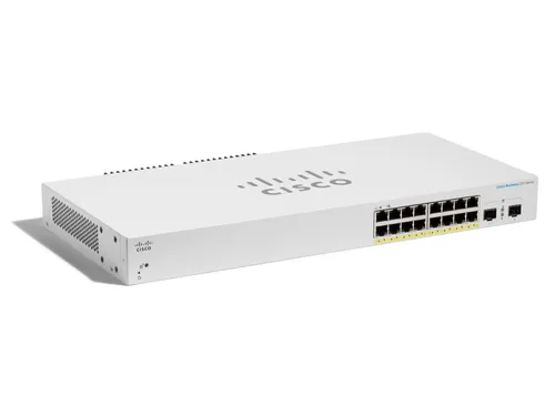 Cisco CBS220-16P-2G | Switch | 16x RJ45 1000Mb/s PoE, 2x SFP, Desktop, Rack, 130W Ilość portów LAN16x [10/100/1000M (RJ45)]
