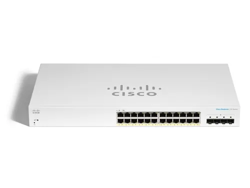 Cisco CBS220-24P-4G | Switch | 24x RJ45 1000Mb/s PoE, 4x SFP, Desktop, Rack, 195W Ilość portów LAN4x [1G (SFP)]

