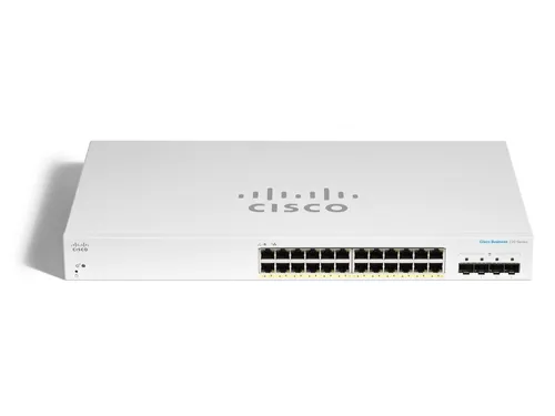 Cisco CBS220-24FP-4G | Switch | 24x RJ45 1000Mb/s PoE, 4x SFP, Desktop, Rack, 382W Ilość portów LAN4x [1G (SFP)]
