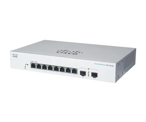 Cisco CBS220-8T-E-2G | Switch | 8x RJ45 1000Mb/s, 2x SFP, Desktop Ilość portów LAN8x [10/100/1000M (RJ45)]
