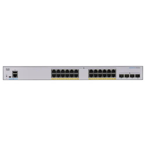 Cisco CBS250-24FP-4X | Switch | 24x RJ45 1000Mb/s PoE, 4x SFP+, Rack, 370W Ilość portów PoE24x [802.3af/at (1G)]
