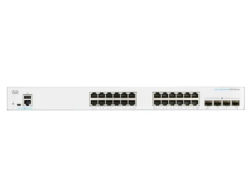 Cisco CBS250-24T-4G | Switch | 24x RJ45 1000Mb/s, 4x SFP, Rack Ilość portów LAN4x [1G (SFP)]
