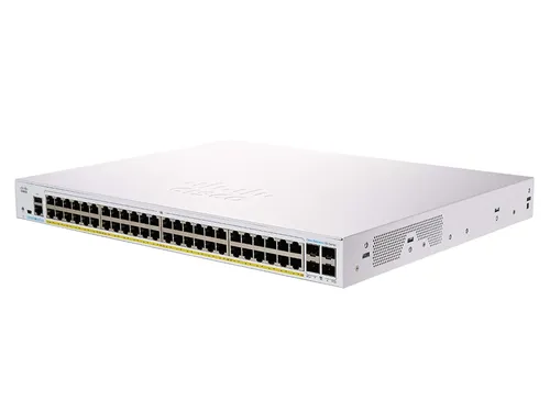 Cisco CBS250-48P-4G | Switch | 48x RJ45 1000Mb/s PoE, 4x SFP, Rack, 370W Ilość portów LAN4x [1G (SFP)]
