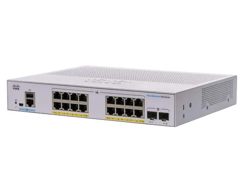 Cisco CBS350-16FP-2G | Switch | 16x RJ45 1000Mb/s PoE, 2x SFP, 240W Ilość portów LAN16x [10/100/1000M (RJ45)]
