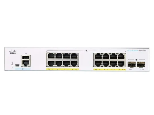 Cisco CBS350-16P-2G | Switch | 16x RJ45 1000Mb/s PoE, 2x SFP, 120W Ilość portów LAN2x [1G (SFP)]
