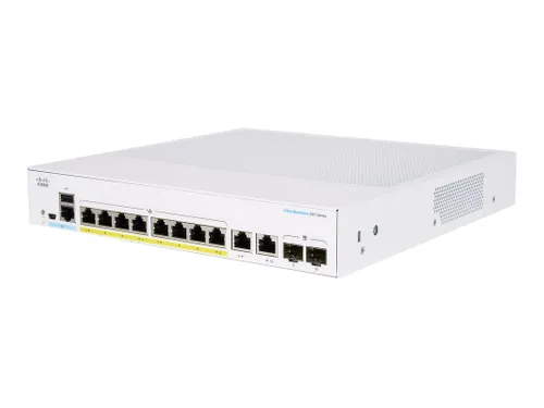 Cisco CBS350-8FP-E-2G | Switch | 8x RJ45 1000Mb/s PoE, 2x RJ45/SFP Combo, 120W Ilość portów LAN8x [10/100/1000M (RJ45)]
