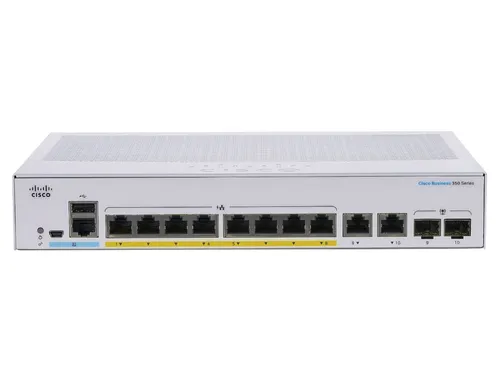 Cisco CBS350-8P-E-2G | Switch | 8x RJ45 1000Mb/s PoE, 2x RJ45/SFP Combo, 67W Ilość portów LAN8x [10/100/1000M (RJ45)]
