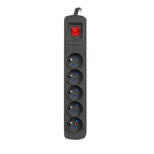 Armac R5 | Steckdosenleiste | Überspannungsschutz, 5 Steckdosen, 1,5m Kabel, schwarz KolorCzarny