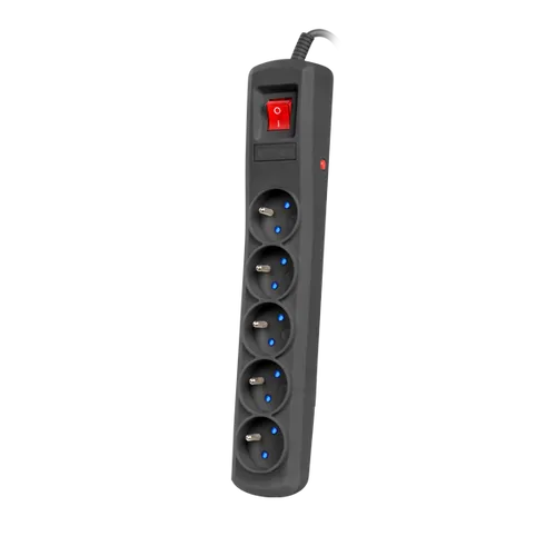 Armac R5 | Regleta de alimentación | sistema antisobretensiones, 5 tomas, cable de 5 m, negro Długość5m