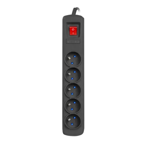 Armac R5 | Regleta de alimentación | sistema antisobretensiones, 5 tomas, cable de 5 m, negro KolorCzarny