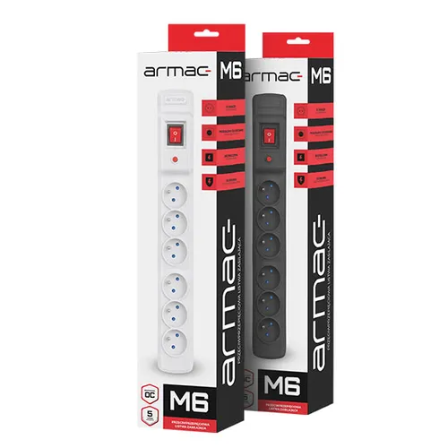 Armac Multi M6 | Regleta de enchufes | sistema antisobretensiones, 6 tomas, 1.5m de cable, gris 2