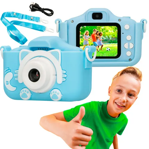Extralink Kids Camera H27 Dual Niebieski | Aparat cyfrowy | 1080P 30fps, wyświetlacz 2.0" Baterie w zestawieTak