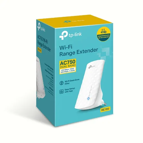 TP-Link RE190 | Wi-Fi extender | AC750, Dual Band Standardy sieci bezprzewodowejIEEE 802.11ac