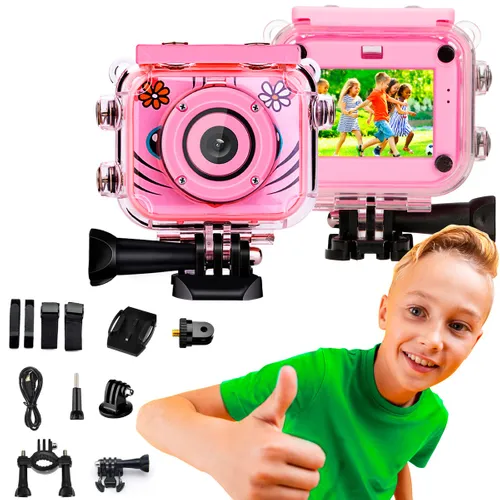 Extralink Kids Camera H18 Różowa | Kamera | 1080P 30fps, IP68, wyświetlacz 2.0" Baterie w zestawieTak