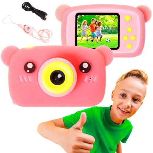 Extralink Kids Camera H25 Różowy | Aparat cyfrowy | 1080P 30fps, wyświetlacz 2.0" Baterie w zestawieTak
