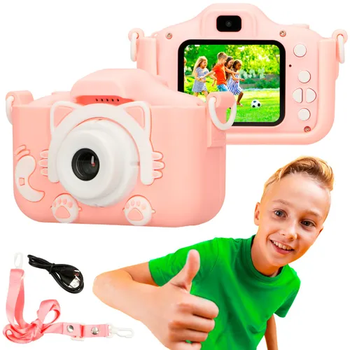 Extralink Kids Camera H27 Dual Růžový | Digitální fotoaparát | 1080P 30fps, displej 2.0" Baterie w zestawieTak