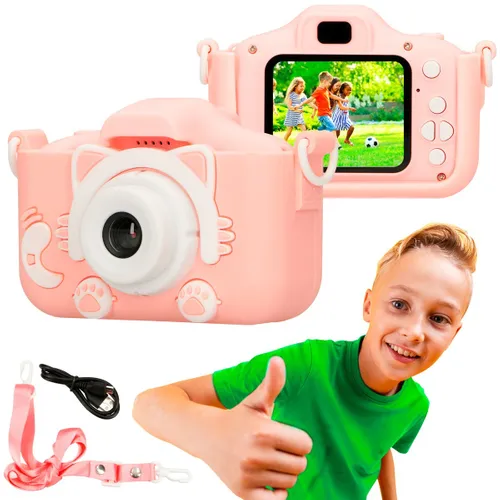 Extralink Kids Camera H27 Single Růžový | Digitální fotoaparát | 1080P 30fps, displej 2.0" Baterie w zestawieTak