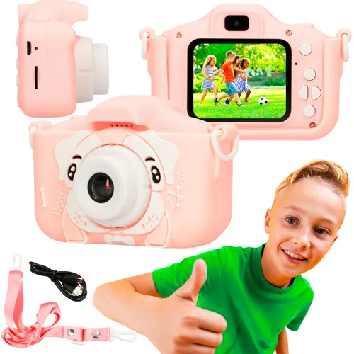 Extralink Kids Camera H28 Dual Růžový | Digitální fotoaparát | 1080P 30fps, displej 2.0" Baterie w zestawieTak