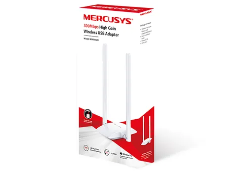 Mercusys MW300UH | Síťová karta WiFi | USB, 300Mbps, 2×2 MIMO Standardy sieci bezprzewodowejIEEE 802.11g