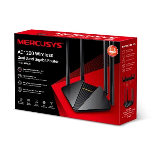 Mercusys MR30G | WiFi Yönlendirici | AC1200 Dual Band, 3x RJ45 1000Mb/s 5GNie