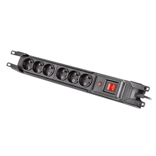 Armac M6 Rack 19" | Regleta de enchufes | sistema antisobretensiones, 6 tomas, 1.5m de cable, negro Długość1.5m