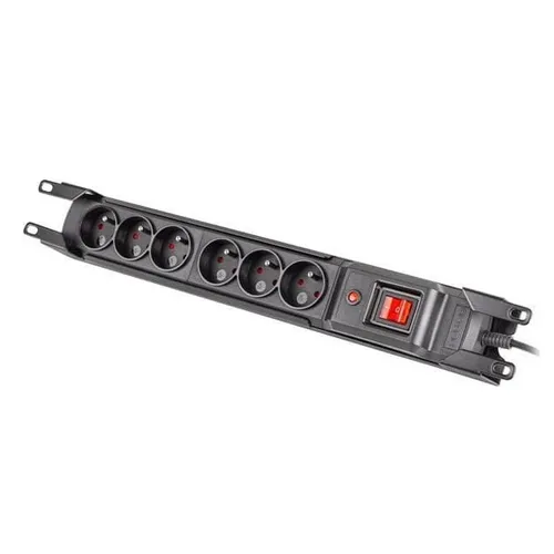 Armac M6 Rack 19" | Удлинитель | антипомпажная система, 6 розеток, кабель 1.5м, черный Długość1.5m