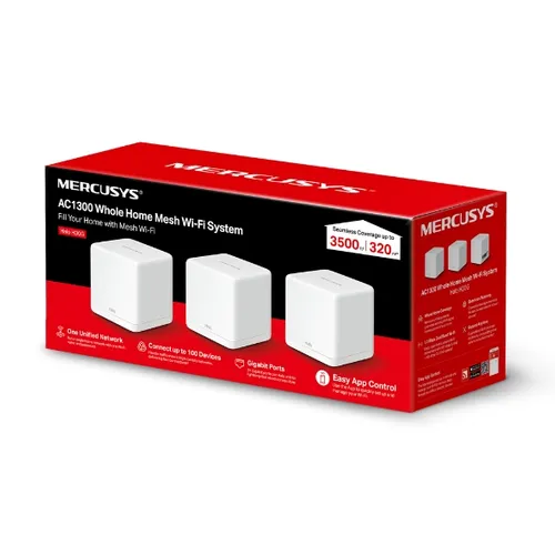 Mercusys Halo H30G (paquete de 3) | Sistema de malla Wi-Fi | AC1300 de doble banda, 2x RJ45 1000Mb/s Dopuszczalna wilgotność względna5 - 90